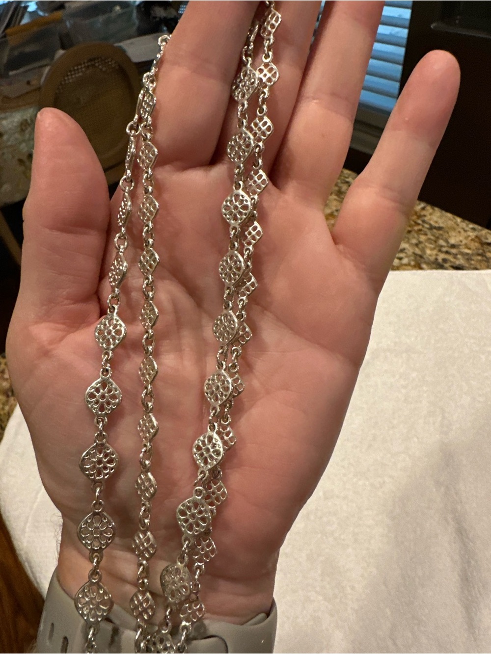 Stella & Dot Silver Filigree Link Necklace